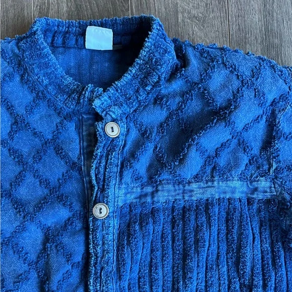 Blue Textured Button-Up Jacket - Picture 2 of 6